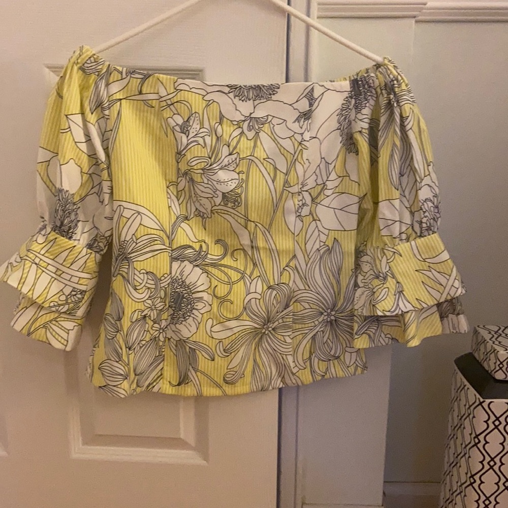 Off shoulder ruffle sleeve top